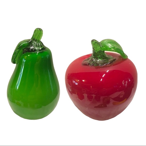 Vintage Glass Fruit Pear and Apple - Picture 1 of 9